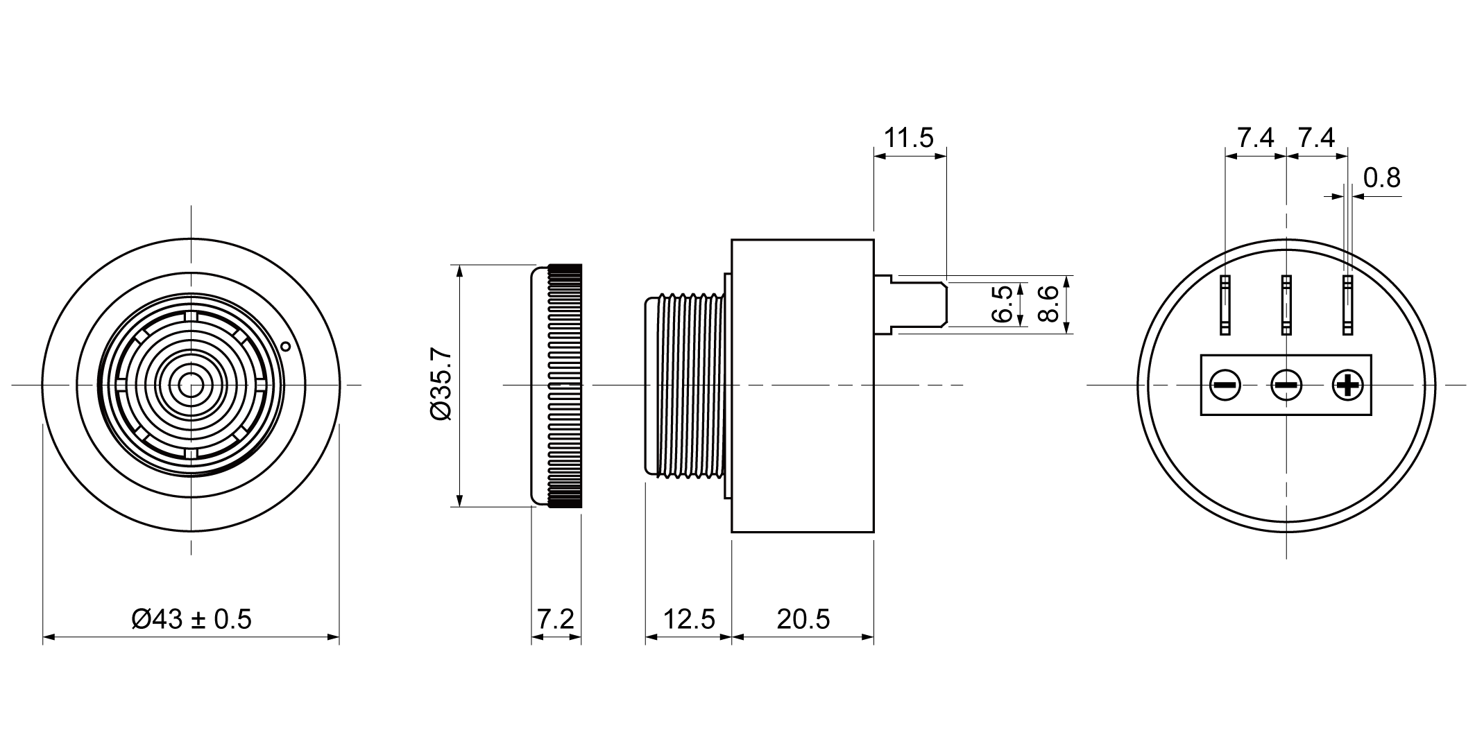 XPB4310-29SSP12T Mechanical Drawing